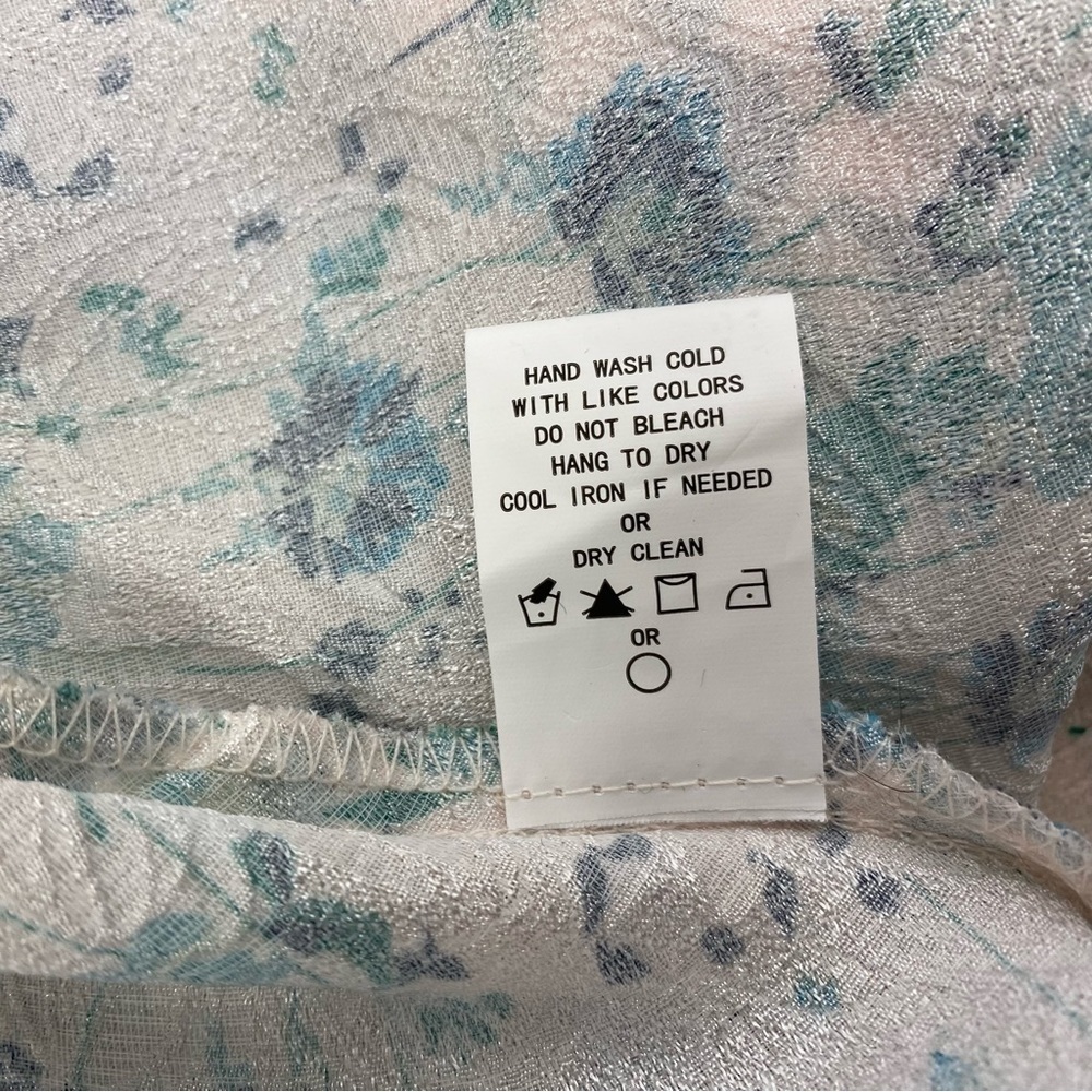 Melloday Floral Print Open Back Dress in White/Teal - NEW - Picture 8 of 9